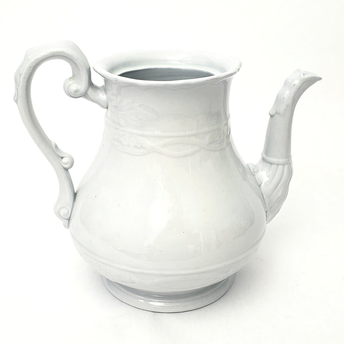 Antique White Ironstone Teapot 8 Cups No Lid