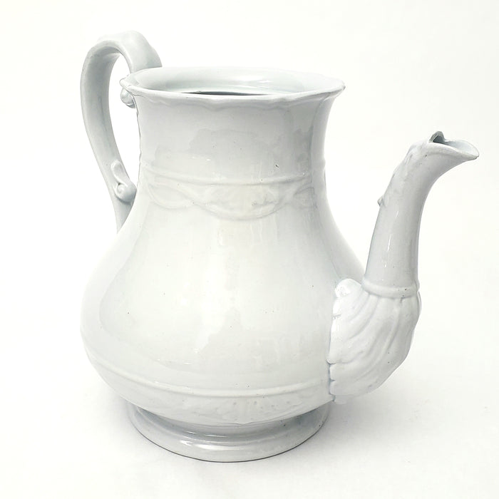 Antique White Ironstone Teapot 8 Cups No Lid