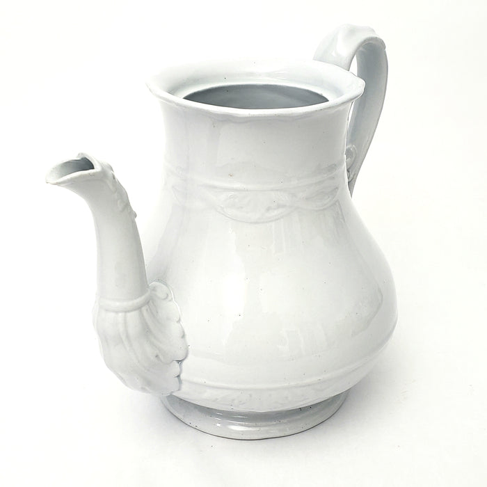 Antique White Ironstone Teapot 8 Cups No Lid