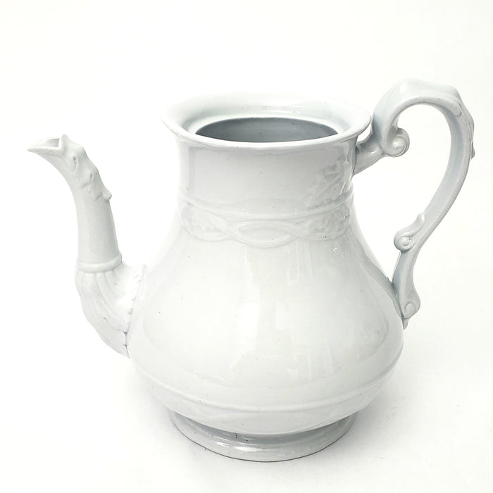 Antique White Ironstone Teapot 8 Cups No Lid
