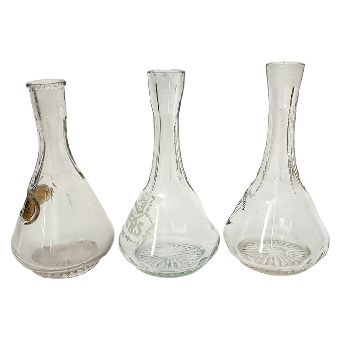 Art Deco Clear Glass BITTERS Decanters Collection of 3 Missing Stoppers Barware Decor