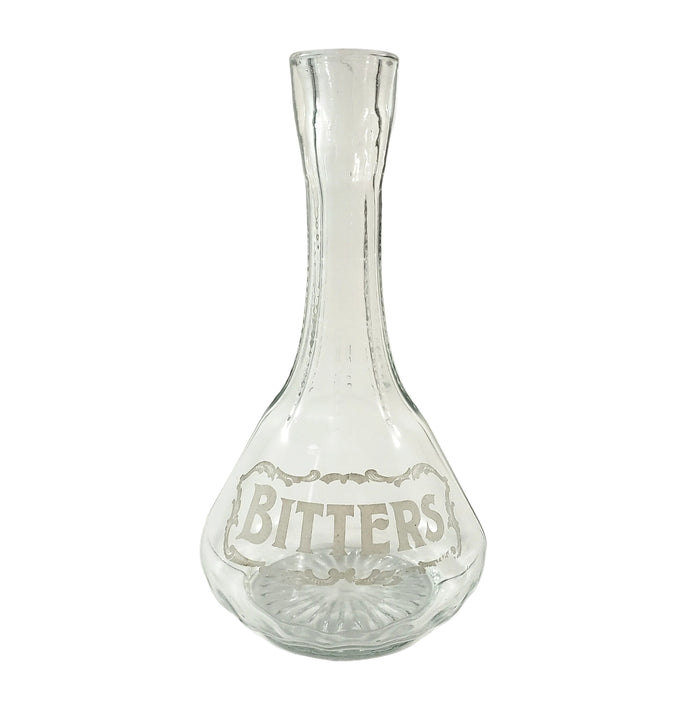 Art Deco Clear Glass BITTERS Decanters Collection of 3 Missing Stoppers Barware Decor