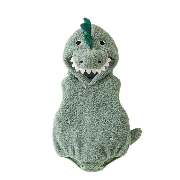 Baby Dinosaur Halloween Romper Plush Hooded Sleeveless