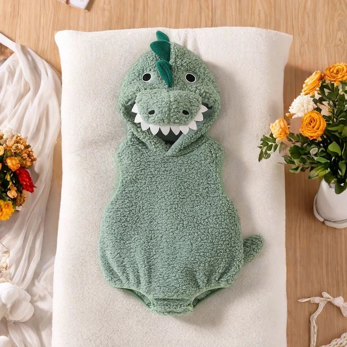 Baby Dinosaur Halloween Romper Plush Hooded Sleeveless