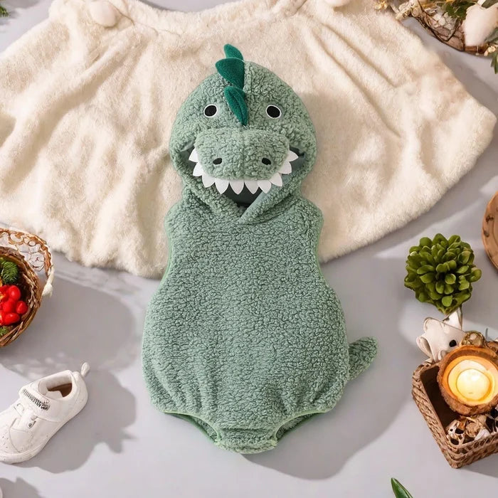 Baby Dinosaur Halloween Romper Plush Hooded Sleeveless