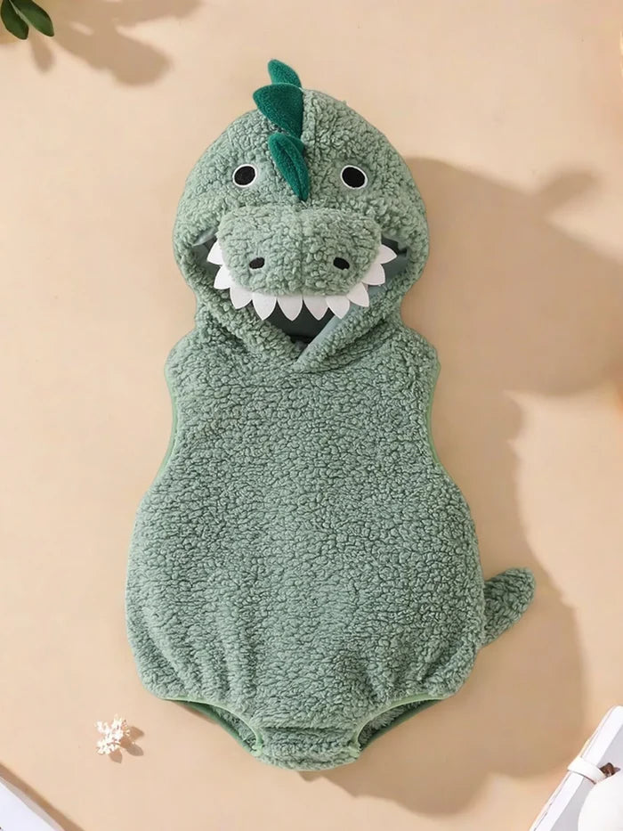 Baby Dinosaur Halloween Romper Plush Hooded Sleeveless