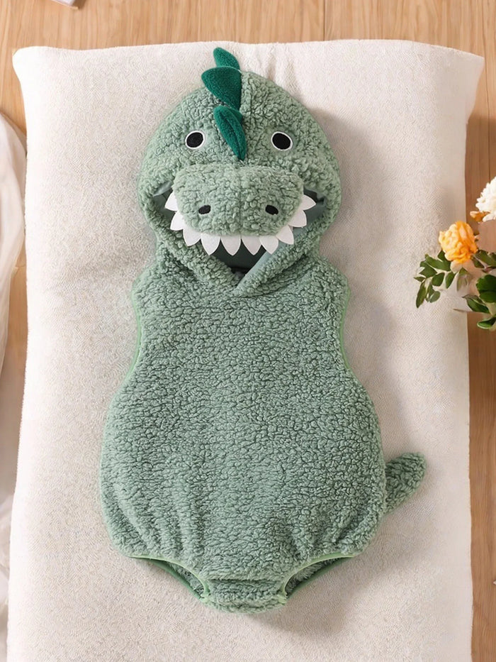 Baby Dinosaur Halloween Romper Plush Hooded Sleeveless
