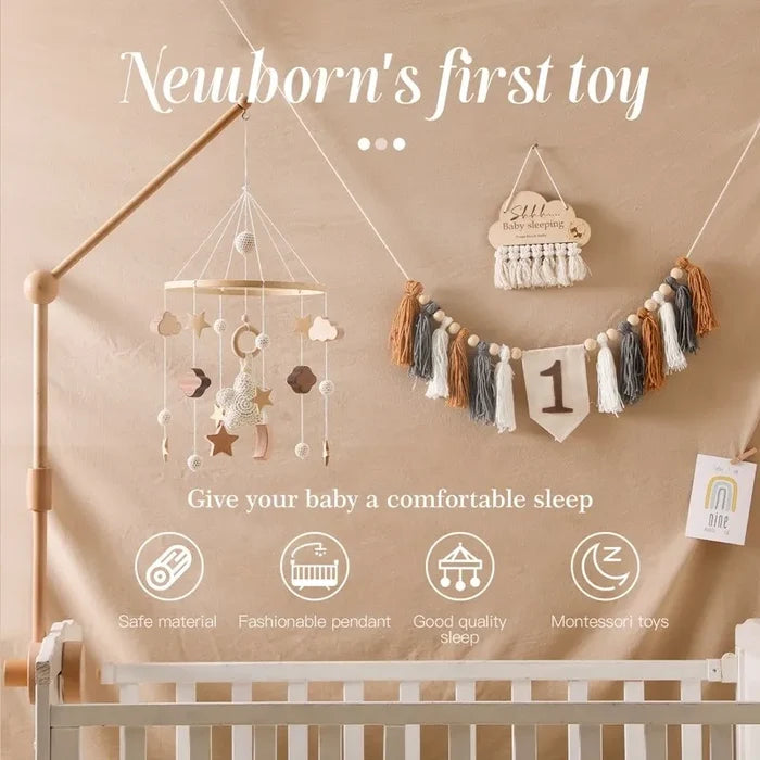 Baby Mobile Wooden Crib Hanging Toy Newborn Nursery Fall 2025 Soothing Music Developmental Gift