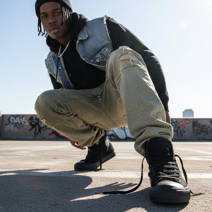 BANNED Black Cobra Canvas High Top Shoes