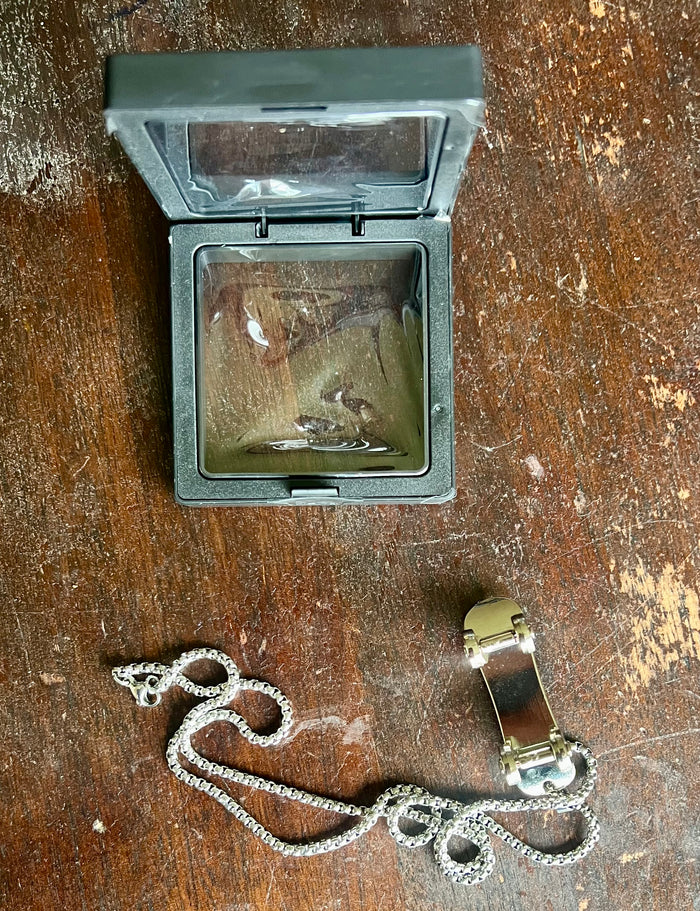 BANNED Silver Metal Skateboard Necklace