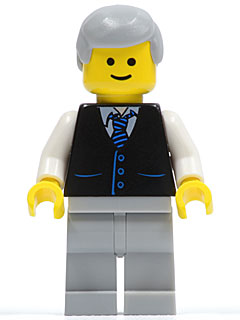Black Vest with Blue Striped Tie, Light Bluish Gray Legs, White Arms