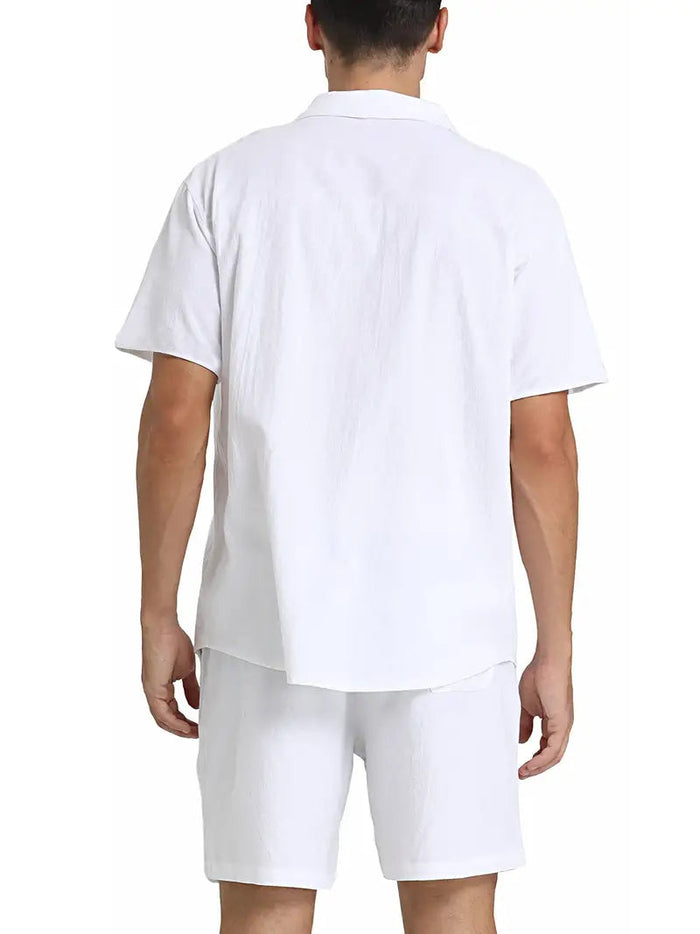 Atmungsaktives Herren Leinen-Set – lockeres Hemd und Hose, leicht, für Sommeraktivitäten 5