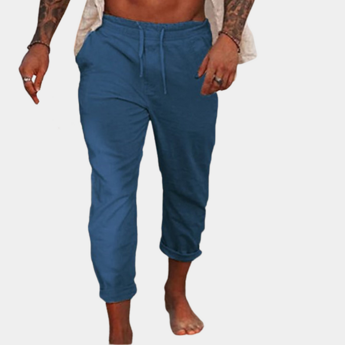 Breathable men's linen trousers – relaxed fit, lightweight fabric, for casual outings 4