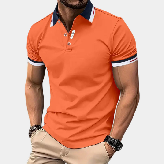 Atmungsaktives Herren Poloshirt in Orange – klassischer Schnitt, Baumwolle, für Sportevents 0