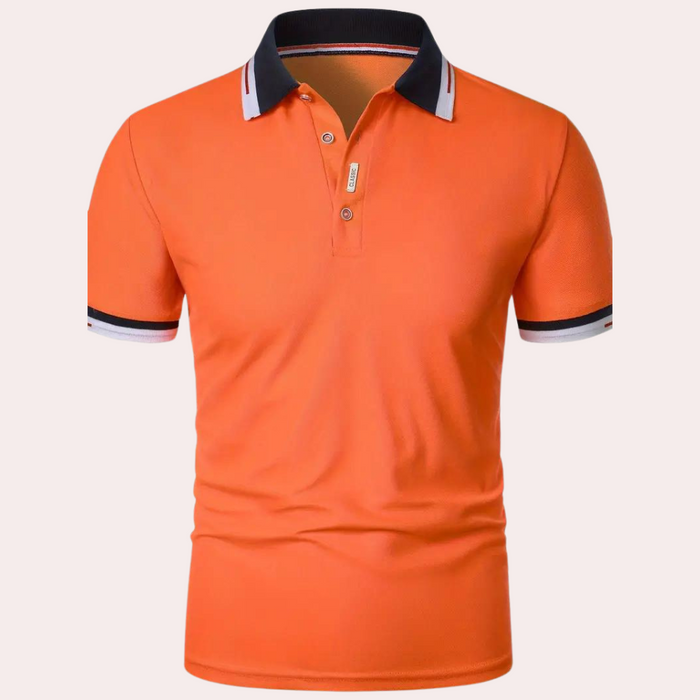 Atmungsaktives Herren Poloshirt in Orange – klassischer Schnitt, Baumwolle, für Sportevents 1