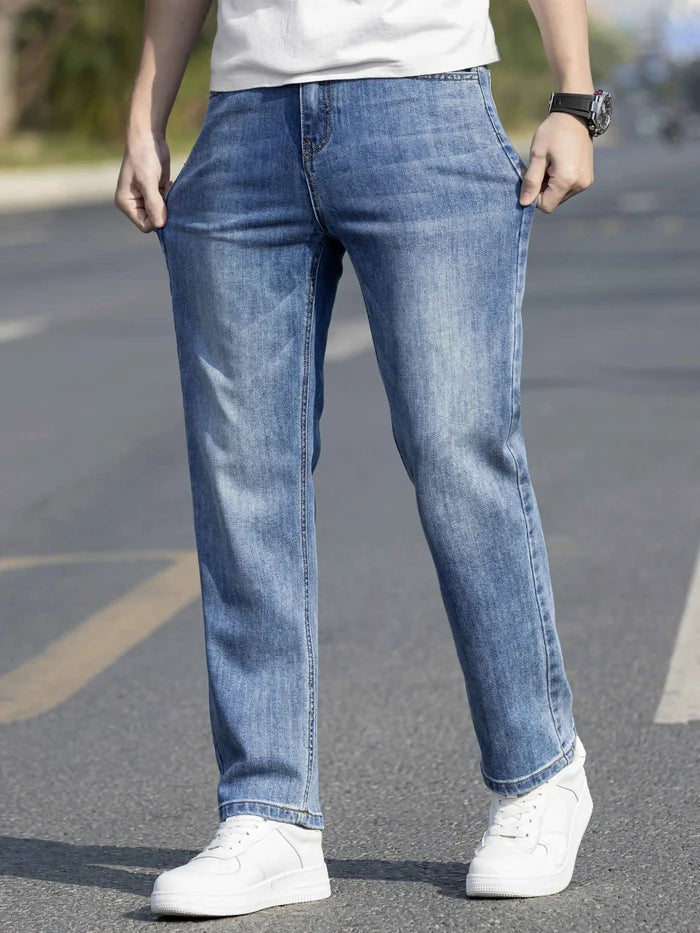 Breathable Men’s Straight Jeans - Relaxed Mid Rise Lyocell