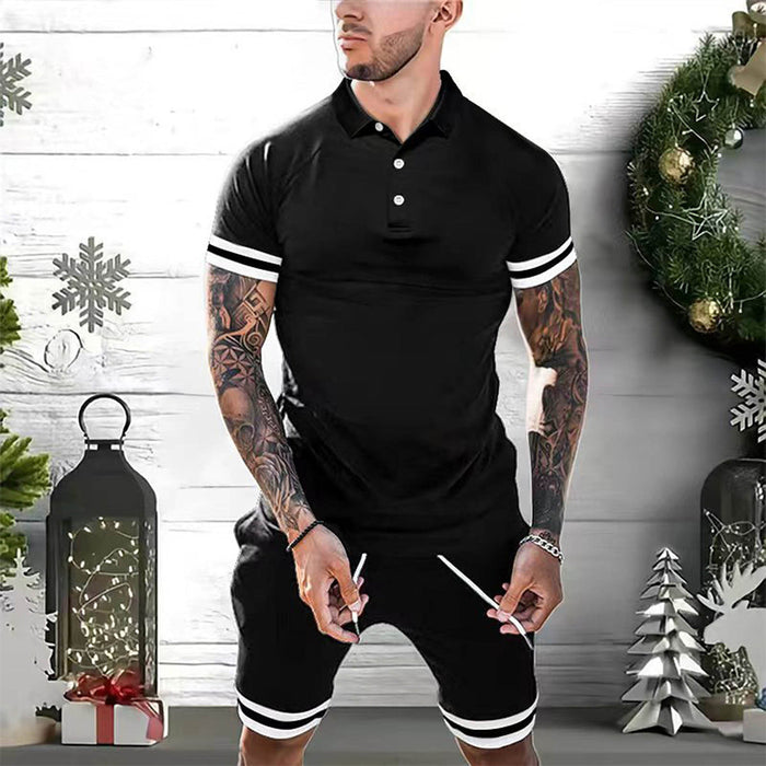 Atmungsaktives Herren Sommer-Set – klassisches Polo-Shirt und Shorts, Polyester, für Freizeitaktivitäten 1