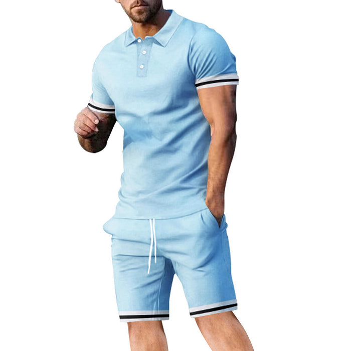 Atmungsaktives Herren Sommer-Set – klassisches Polo-Shirt und Shorts, Polyester, für Freizeitaktivitäten 2