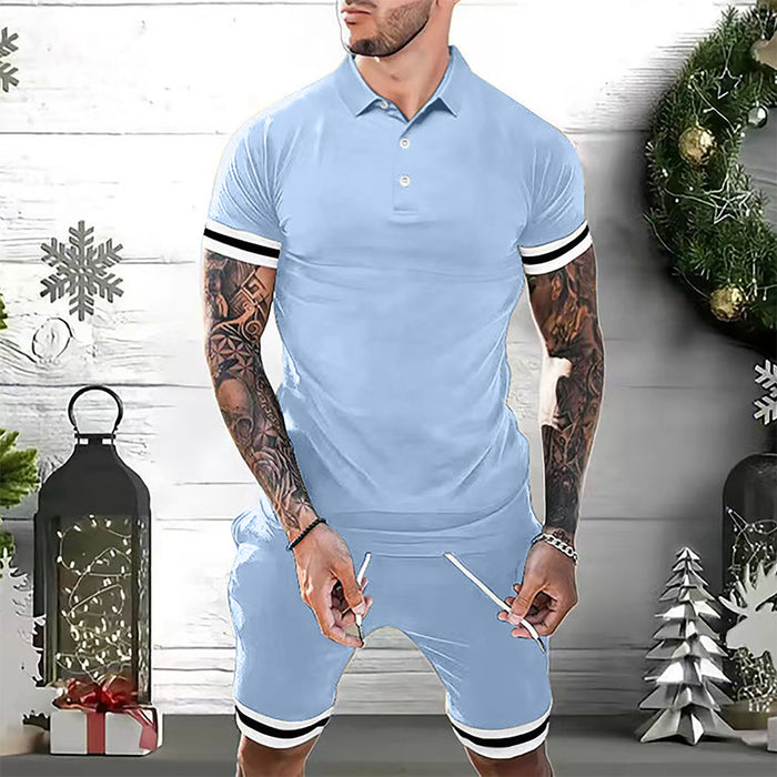 Atmungsaktives Herren Sommer-Set – klassisches Polo-Shirt und Shorts, Polyester, für Freizeitaktivitäten 3