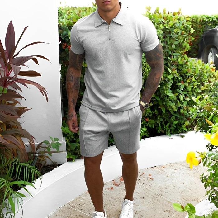 Leichtes Herren Sommer-Set – atmungsaktives Hemd und Shorts, für Freizeit und Strand 0