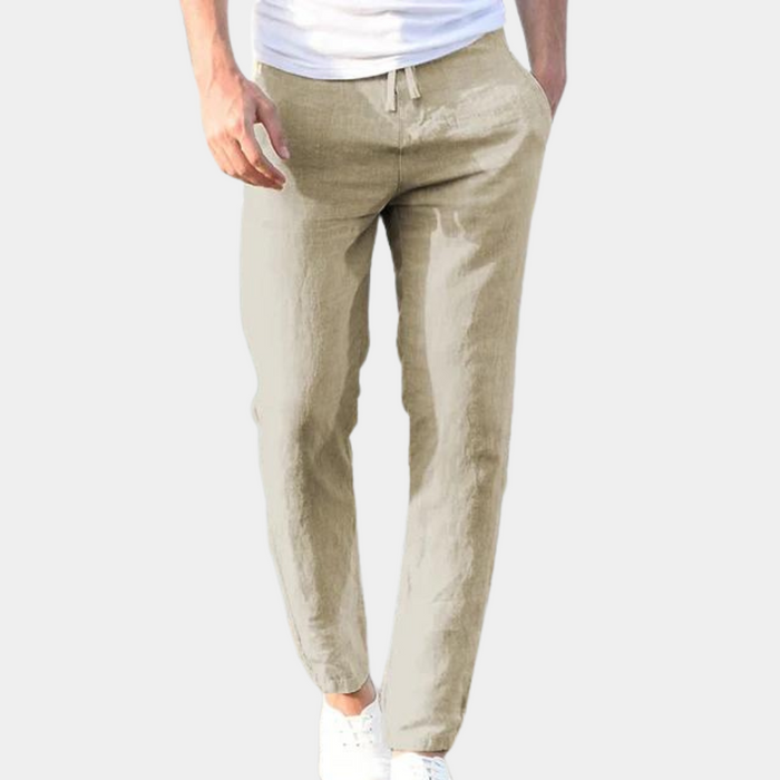 Breathable men's summer trousers – relaxed fit, linen, for casual outings 4