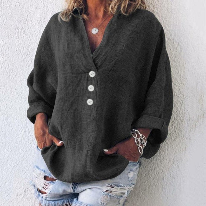 Breathable women's blouse – lightweight linen, effortless summer tops for women, for casual outings 0