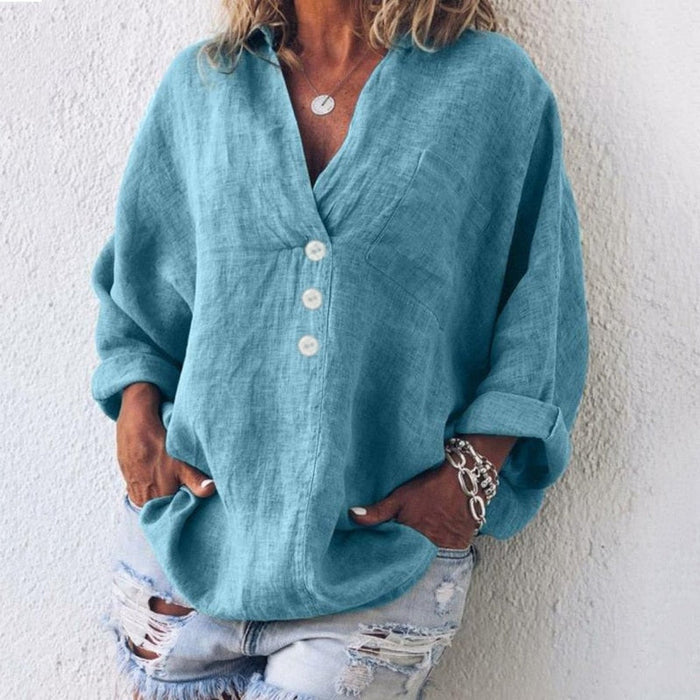 Breathable women's blouse – lightweight linen, effortless summer tops for women, for casual outings 3