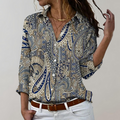Breathable women’s blouse – long sleeve, versatile prints, for office or casual wear 0
