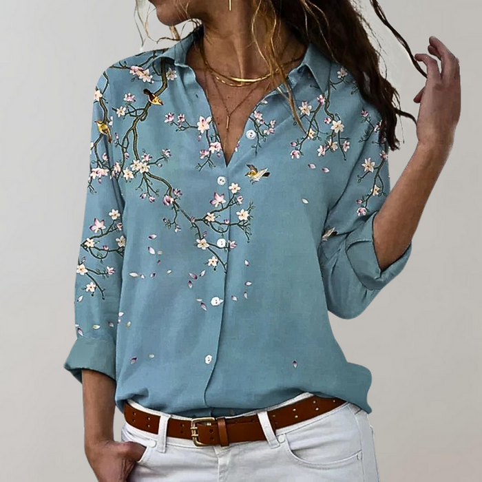 Breathable women’s blouse – long sleeve, versatile prints, for office or casual wear 2