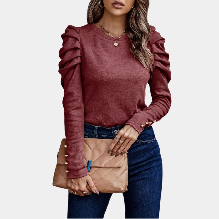 Breathable women's blouse – puff sleeve design, polyester, for casual or work 2