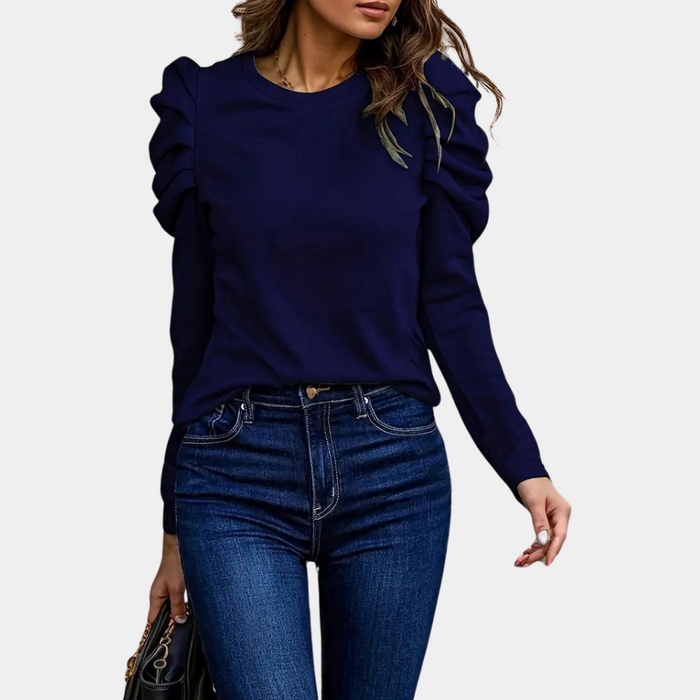 Breathable women's blouse – puff sleeve design, polyester, for casual or work 4