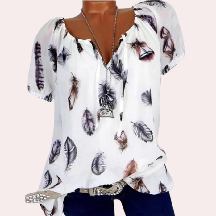 Breathable women’s blouse – relaxed V-neck, cotton, for summer outings 3