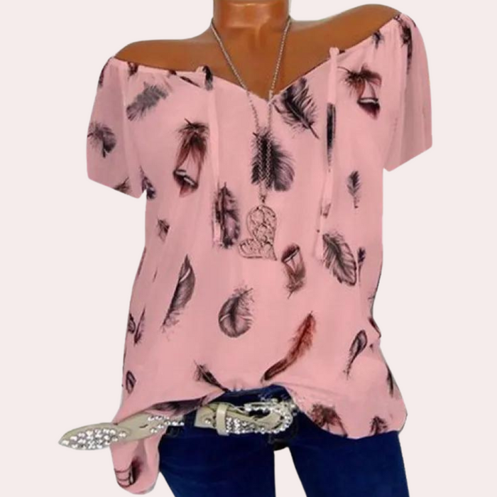 Breathable women’s blouse – relaxed V-neck, cotton, for summer outings 4