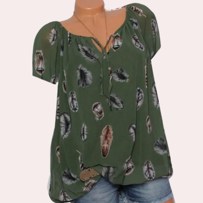 Breathable women’s blouse – relaxed V-neck, cotton, for summer outings 5