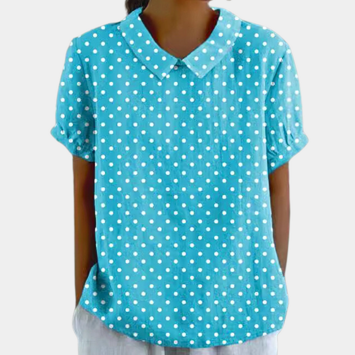 Breathable women's blouse – short-sleeve floral design, stretchy, for summer outings 4