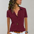 Breathable women's blouse – short sleeve, lightweight fabric, for summer outings 0