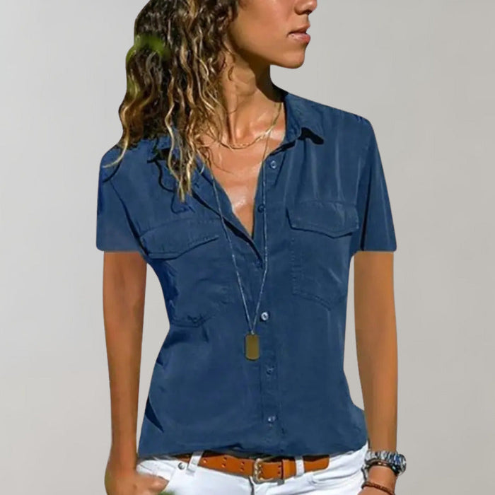 Breathable women's blouse – short sleeve, lightweight fabric, for summer outings 2
