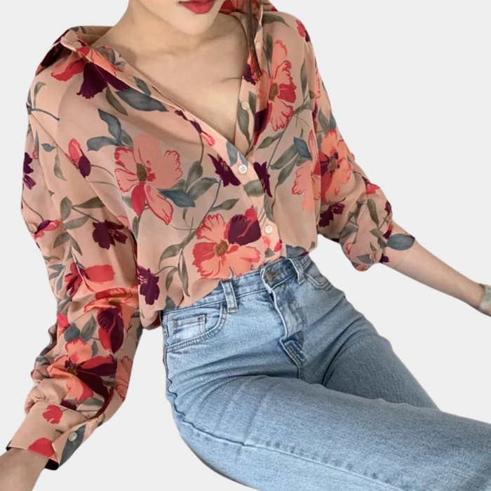 Breathable women’s floral blouse – relaxed fit, chiffon, for autumn outings 4