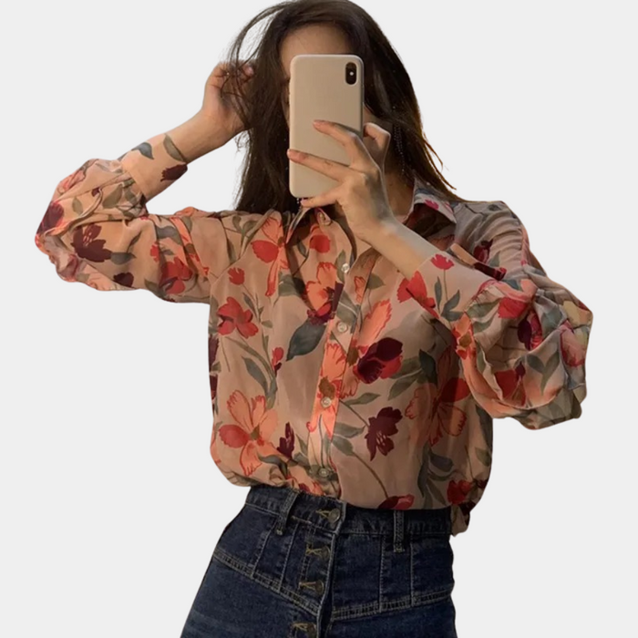 Breathable women’s floral blouse – relaxed fit, chiffon, for autumn outings 5