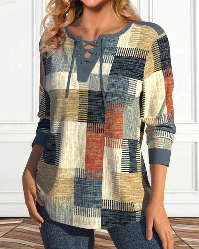 Breathable women's going out top – geometric print, lightweight, for casual outings 1