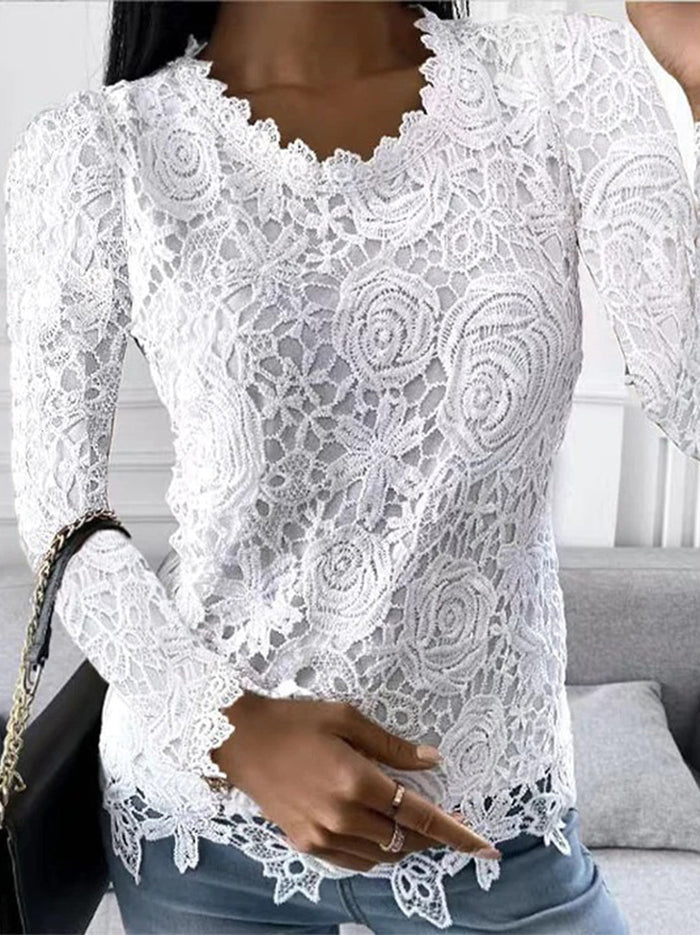 Breathable women's long-sleeve top – floral print, soft fabric, for year-round wear 0
