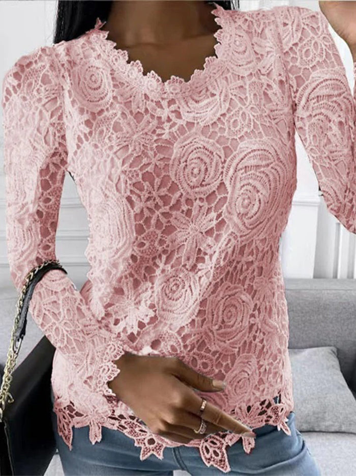 Breathable women's long-sleeve top – floral print, soft fabric, for year-round wear 1