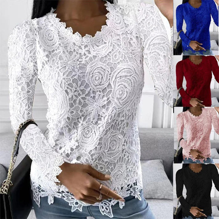 Breathable women's long-sleeve top – floral print, soft fabric, for year-round wear 5