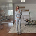 Atmungsaktives Lounge Set für Damen – langärmliges Shirt und Leggings, weich, für entspannte Tage 0