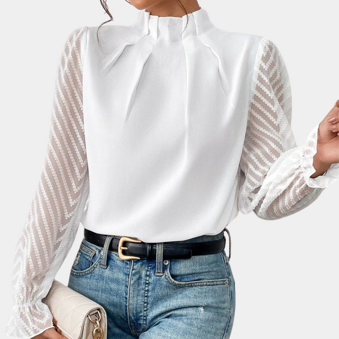 Breathable women's top – long sleeve coastal design, lightweight fabric, for summer outings 2