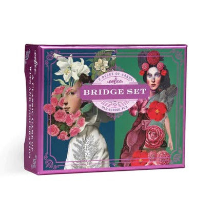 Box for a bridge set with images of women and flowers