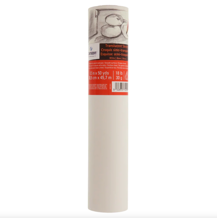 Canson Sketching and Tracing Paper Rolls - 12 inches x 50 yards - 18 lb - by K. A. Artist Shop - K. A. Artist Shop