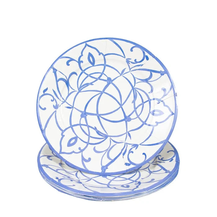 Caspari Algarve Ceramic Blue Paper Dinner Plates