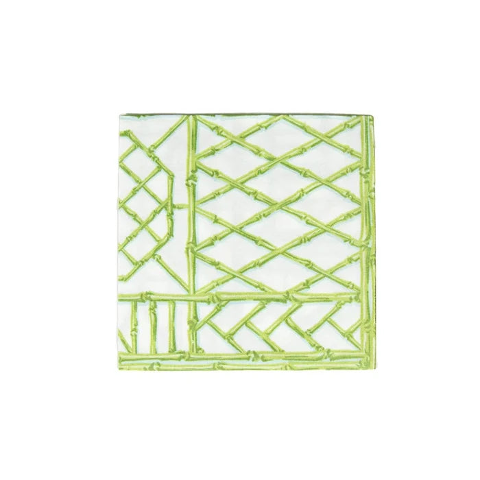 Caspari Bamboo Screen Green Paper Linen Dinner Napkins