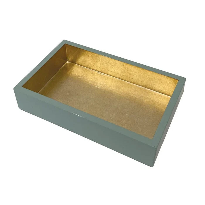 Caspari Lacquer Guest Napkin Holder - Celadon
